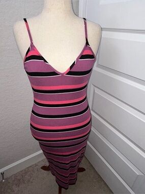 Express | Dresses | Express Beige Midi Dress With Button Detail | Poshmark